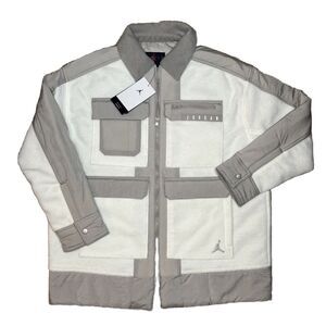 Nike Air Jordan‎ Cozy Womens Size Small Oversized Wool Jacket White Gray NWT